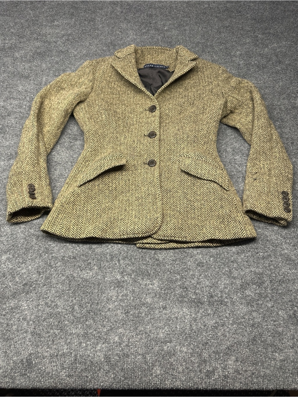 Ralph Lauren Yellow Herringbone Wool Blazer